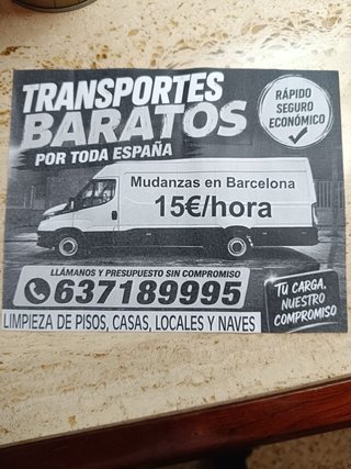 Servicio transporte! MUDANZAS 15€ POR HORA!!!