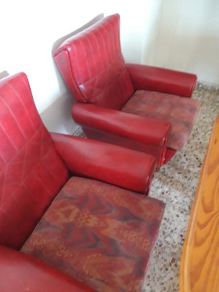 Set de 2 Sillones Antiguos Rojos