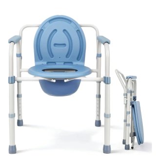 Silla de baño y ducha azul y blanca