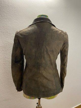 Americana mujer de cuero verde/marrón