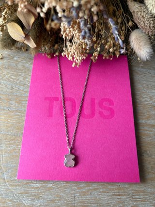 Collar Tous Oso Cuarzo Rosa Plata