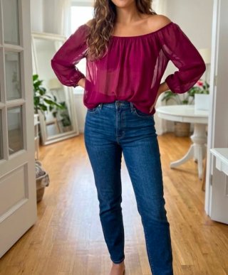 Camiseta mujer burdeos tirantes abierto talla S