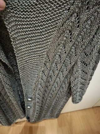 Chaqueta de puntode seda plateada Hecha a mano