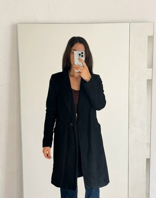 Zara abrigo mixto lana negro mujer M