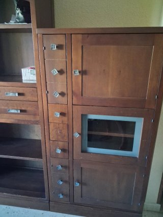 Mueble de salón modular madera oscura