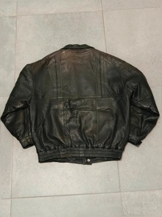 Chaqueta Bomber Vintage Piel Negra Made in Spain L