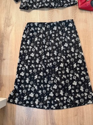 Conjunto de traje falda y camisa negro - Vintage M