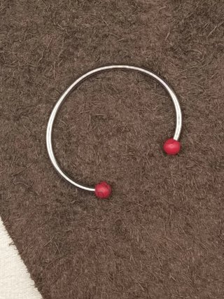 Pulsera rígida jaspe rojo y acero