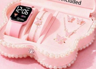 Set de Reloj, Collar, Pendientes, Pulsera y Anillo