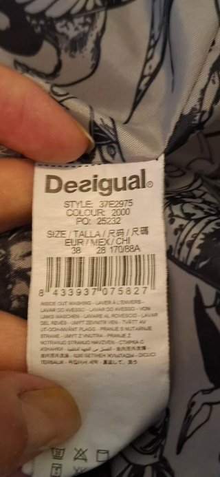 Abrigo Desigual Negro Talla 38