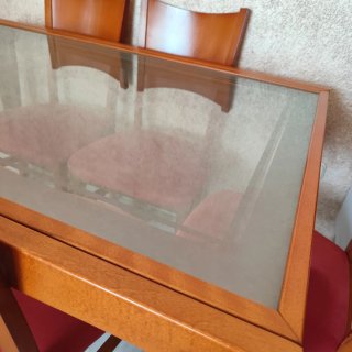 Mesa cristal comedor con 6 sillas