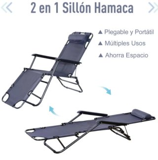 Lettino pieghevole blu e grigio