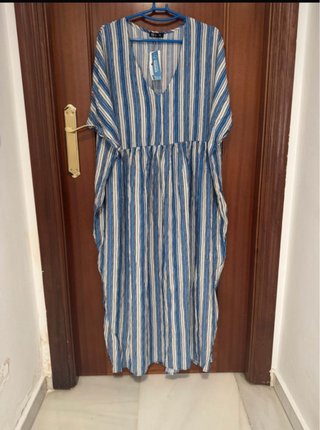 Vestido Largo de Rayas Azul y Blanco