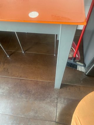 Mesa de Cocina con Sobre de Cristal Naranja