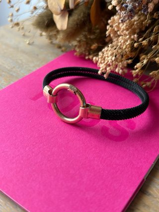 Pulsera Tous Hold Negra y rosa vermeil