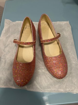Zapatos Brillantes Rosados y Dorados