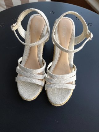 Sandalias de esparto Sfera beige con destellos