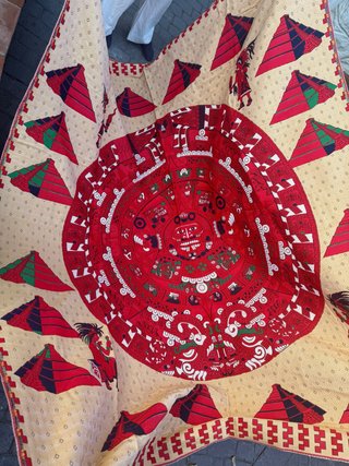 Colcha mexicana vintage Piedra del Sol Azteca 230x