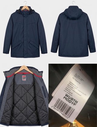 Chaquetón de invierno azul, con capucha integrada