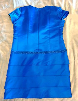 Vestido de Ceremonia Satén Azul artesanal Talla 44
