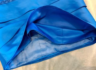 Vestido de Ceremonia Satén Azul artesanal Talla 44
