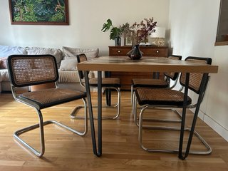 Pack 4 Sillas Comedor Ratán Negro y Metal