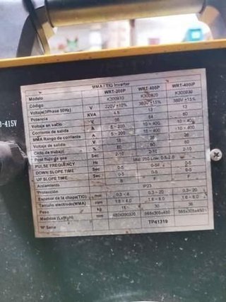 MáQUINA SOLDAR TIC INVERTER 400
