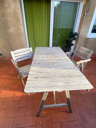 Mesa y 2 Sillas Exterior Madera