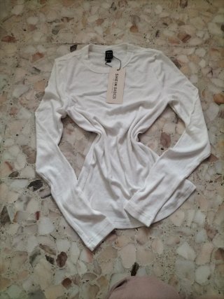 Camiseta SHEIN Básica Manga Larga Blanca