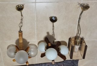 Lámparas clásicas de madera (3 unidades)