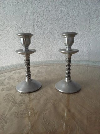 Juego 2 Candelabros Baño Plata
