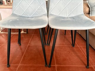 Conjunto 4 sillas terciopelo azul