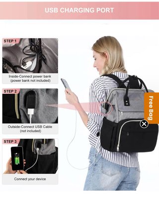 Mochila gris y negra