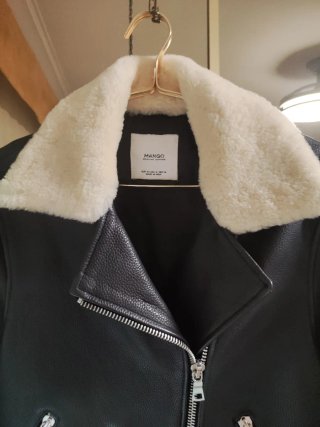 Cazadora Biker Mango Piel Negra