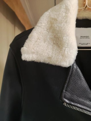Cazadora Biker Mango Piel Negra