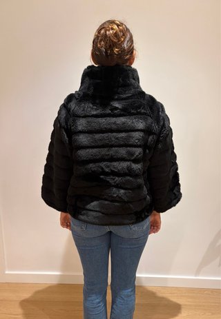 Chaqueta pelo sintético negra Talla S