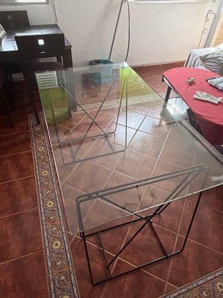 Mesa cristal desmontable salón