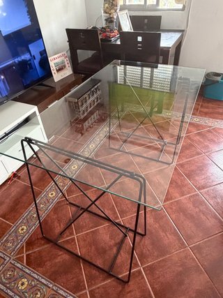Mesa cristal desmontable salón