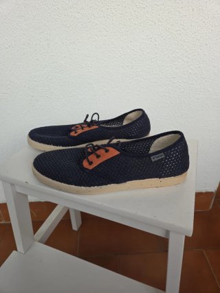 Zapatos Barquet Mujer Azul Naranja