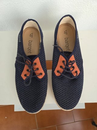 Zapatos Barquet Mujer Azul Naranja