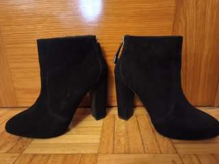 Botines tacón ante negro talla 36