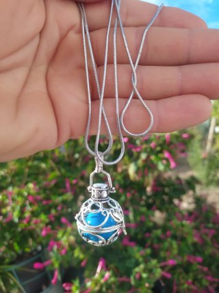 Colgante Llamador de Ángeles Plateado y Azul