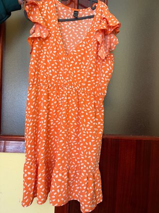 Vestido corto SHEIN naranja y blanco