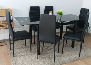 Mesa Cristal Extensible con 6 Sillas Nueva Oferta