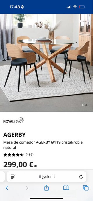 Mesa de Comedor JYSK Agerby Cristal y Roble
