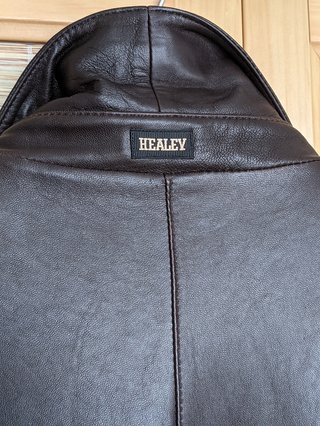 HEALEY Cazadora de cuero marrón oscuro hombre