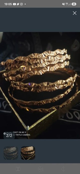 8 pulseras de cobr bañada de oro 21 k de Dubai