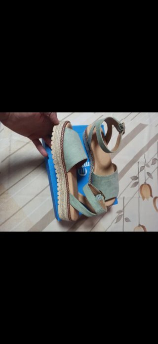 Sandalias de cuña esparto verde