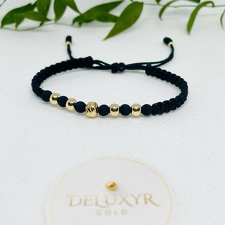 Pulsera Balines Oro Laminado 18K Negra