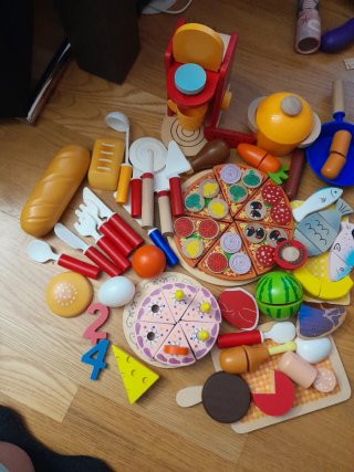 Juego de comida de madera para niños